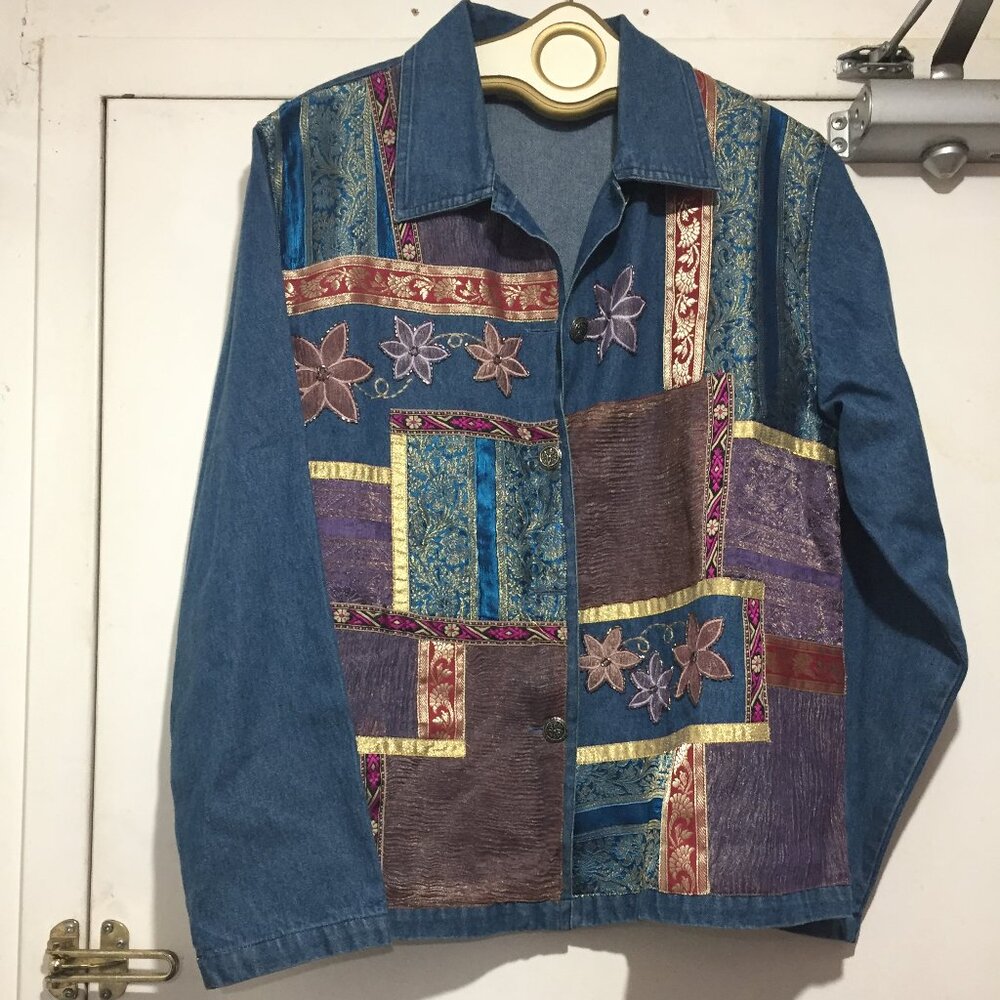 VINTAGE BEDFORD FAIR PATCHWORK DENIM SHIRTS/JACKETS SIZE LT